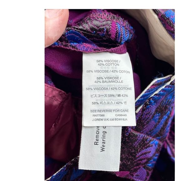 J Crew Garden Pant Midnight Floral Jacquard Pattern NWT Ankle Length Size 10 - Picture 9 of 14